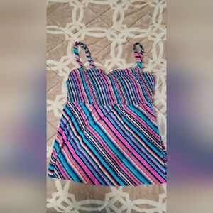 Swimsuits For All Multicolor Striped Swim top bandeau remive straps 22